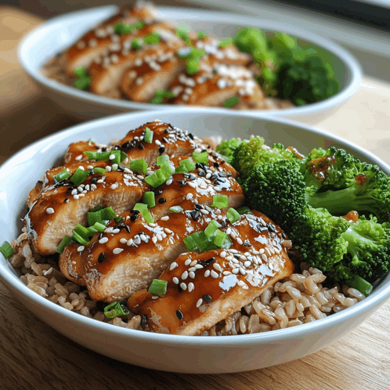 Clean teriyaki chicken recipe bowl with veggies and rice