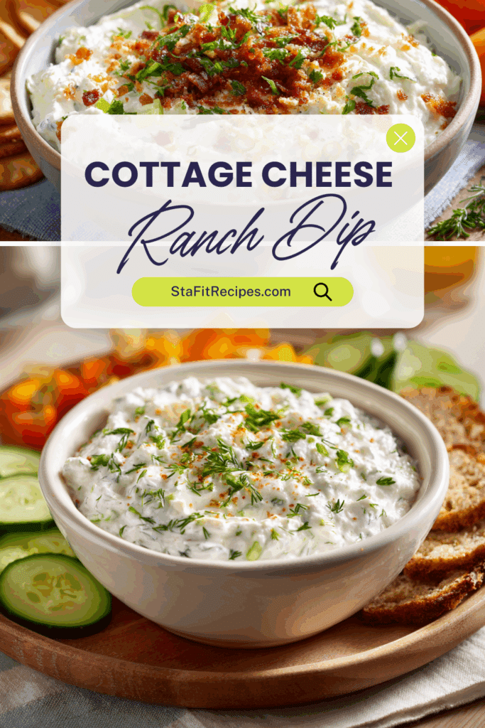Cottage cheese ranch dip with fresh vegetables