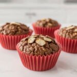 Chocolate baked oat cup served with strawberries