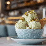 served pistachio ice cream with chopped pistachios